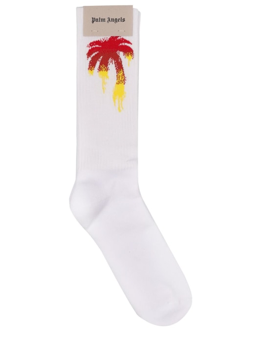 Palm Angels: Gradient Palm cotton blend socks - men_0 | Luisa Via Roma