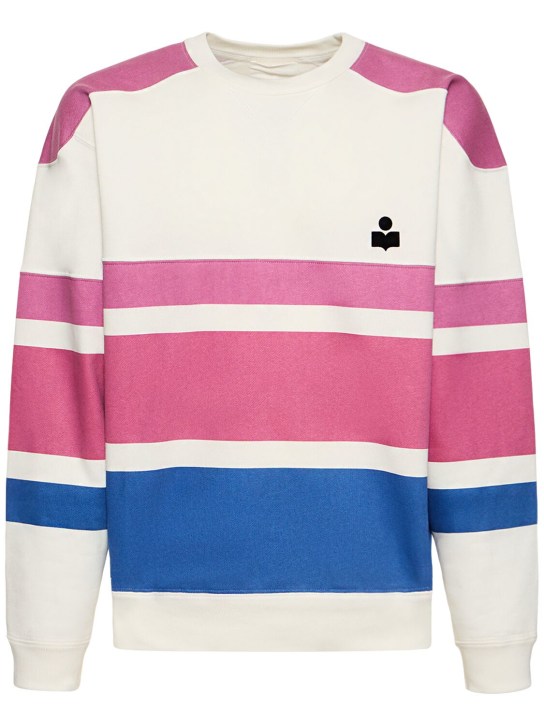 Marant: Color block cotton crewneck sweatshirt - Mor - men_0 | Luisa Via Roma