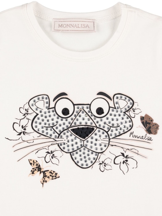 Monnalisa: T-shirt en jersey de coton Pink Panther - Blanc - kids-girls_1 | Luisa Via Roma