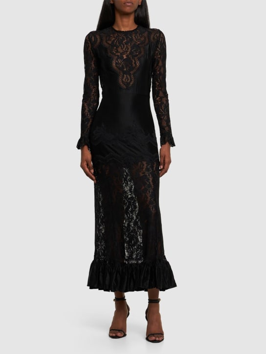 Rabanne: Stretch lace long sleeve long dress - women_1 | Luisa Via Roma