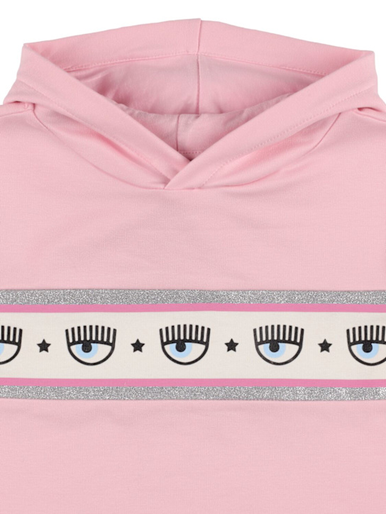 Chiara Ferragni: Logomania印花混棉连衣裙 - 粉色 - kids-girls_1 | Luisa Via Roma