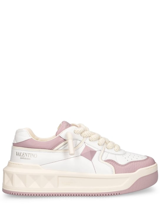 Valentino Garavani: One Stud XL leather sneakers - White/Pink - women_0 | Luisa Via Roma