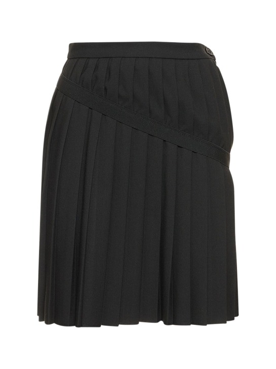 MM6 Maison Margiela: Pleated viscose blend mini skirt - Black - women_0 | Luisa Via Roma