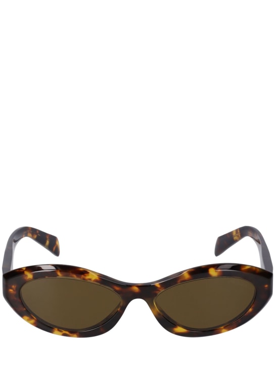 Prada: Catwalk cat-eye acetate sunglasses - Havana/Green - women_0 | Luisa Via Roma