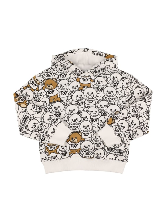 Moschino: All over print cotton hoodie - White - kids-boys_0 | Luisa Via Roma