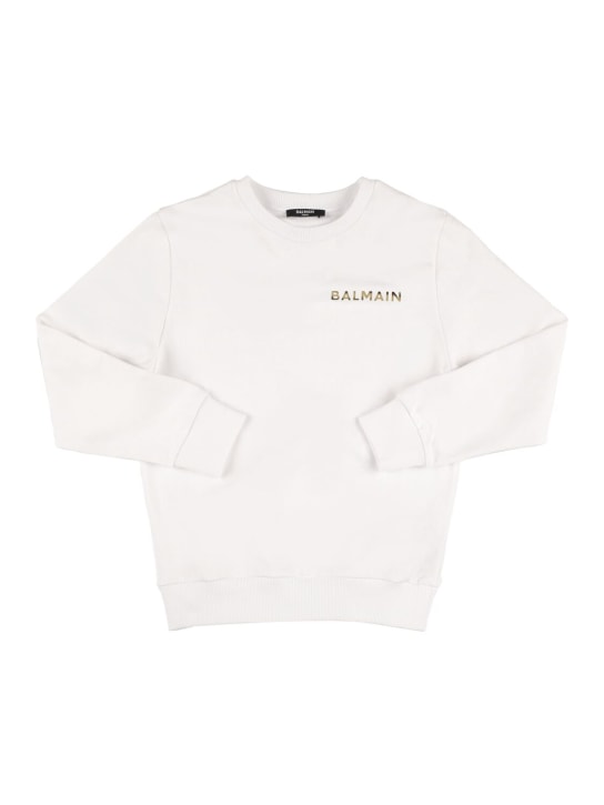 Balmain: Printed organic cotton sweatshirt - Weiß - kids-boys_0 | Luisa Via Roma