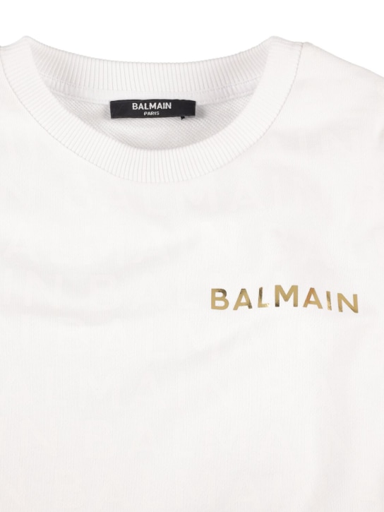 Balmain: Printed organic cotton sweatshirt - White - kids-boys_1 | Luisa Via Roma
