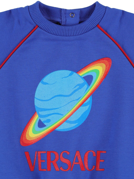 Versace: Ensemble de sport en coton à logo - Bleu - kids-boys_1 | Luisa Via Roma