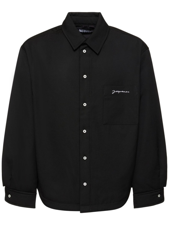 Jacquemus: Camisa de lana - Negro - men_0 | Luisa Via Roma