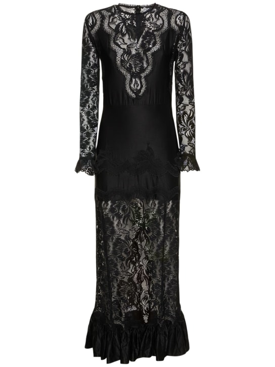 Rabanne: Stretch lace long sleeve long dress - women_0 | Luisa Via Roma