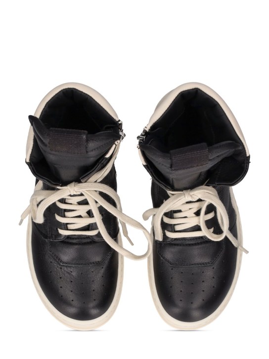 Rick Owens: Hohe Sneakers aus Leder „Geobasket“ - kids-girls_1 | Luisa Via Roma
