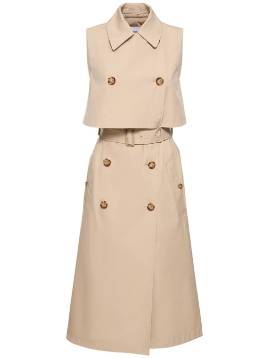 Burberry: Mona cotton gabardine vest midi dress - Soft Fawn - women_0 | Luisa Via Roma