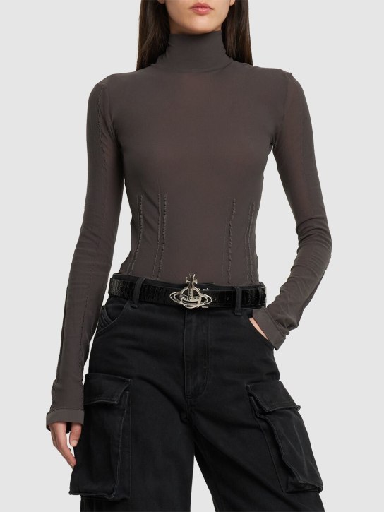 Vivienne Westwood: 5cm Orb buckle leather belt - women_1 | Luisa Via Roma