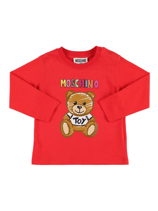 Moschino: 胶浆棉质平纹针织T恤 - kids-girls_0 | Luisa Via Roma