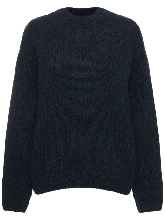 Jacquemus: La Maille Pavane wool blend logo sweater - Navy - women_0 | Luisa Via Roma