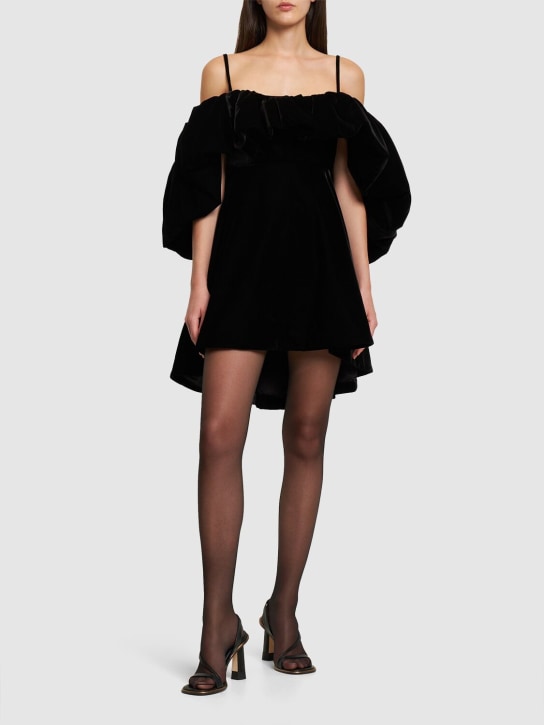 Etro: Velvet off shoulder mini dress - Black - women_1 | Luisa Via Roma
