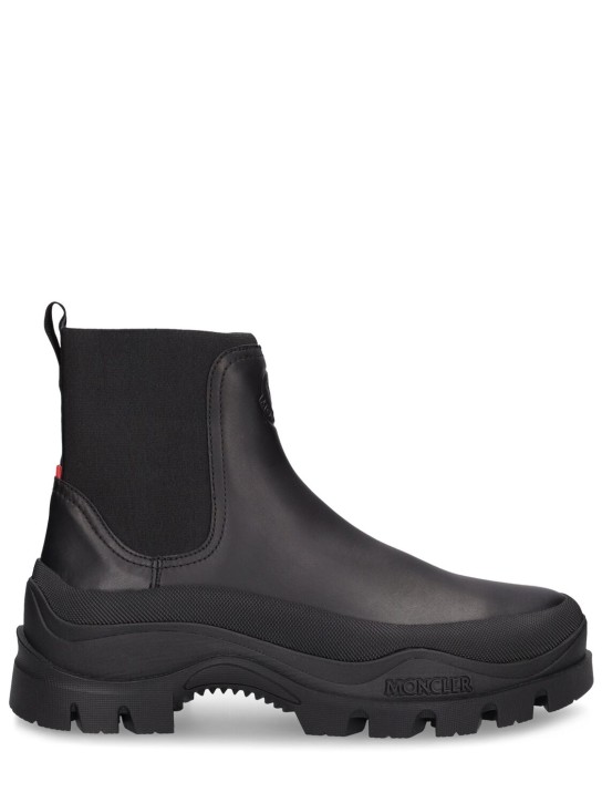 Moncler: Larue leather ankle boots - Black - men_0 | Luisa Via Roma