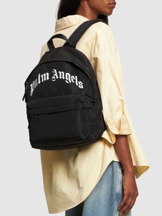Palm Angels: Curved logo tech backpack - Black - kids-girls_1 | Luisa Via Roma