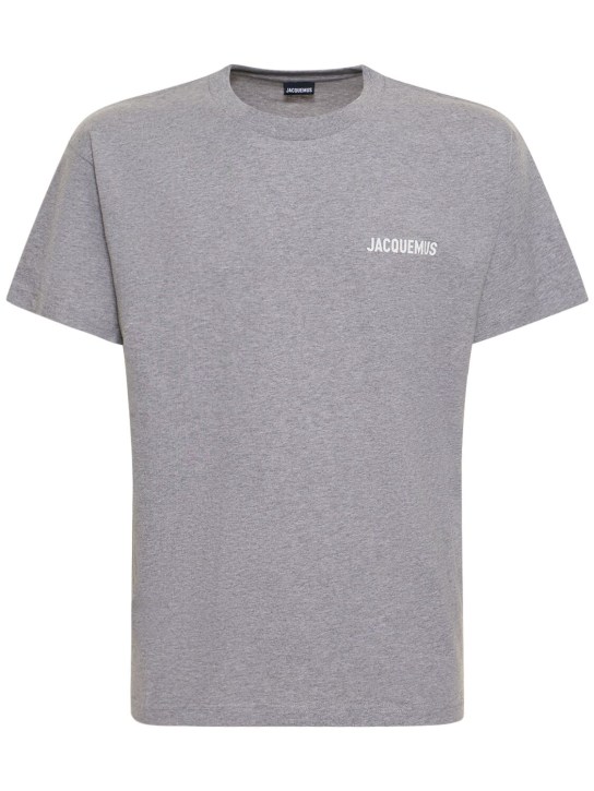 Jacquemus: T-shirt en coton à logo Le Tshirt - men_0 | Luisa Via Roma