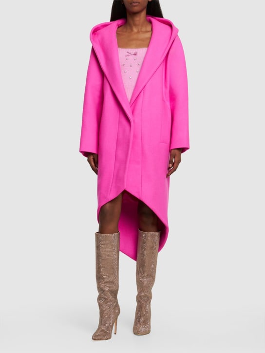 Alexandre Vauthier: Langer Mantel aus Wolle mit Kapuze - Doll Pink - women_1 | Luisa Via Roma