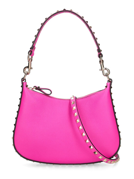Valentino Garavani: Small Rockstud leather hobo bag - Pink - women_0 | Luisa Via Roma