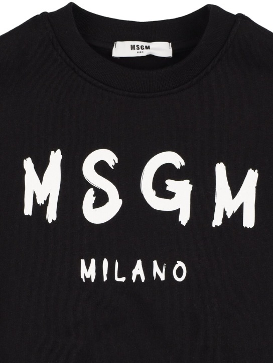 MSGM: Printed logo cotton sweatshirt - kids-girls_1 | Luisa Via Roma