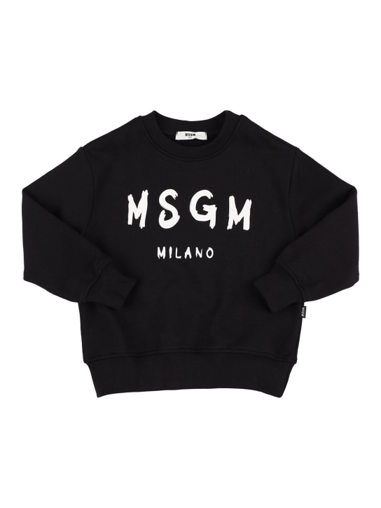 MSGM: Printed logo cotton sweatshirt - kids-girls_0 | Luisa Via Roma