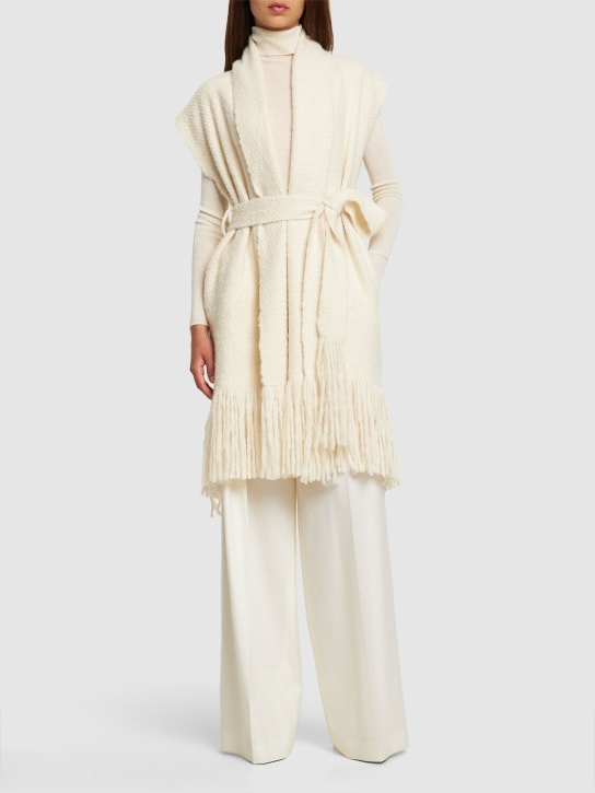 Gabriela Hearst: Teagan belted cashmere knit vest coat - Ivory - women_1 | Luisa Via Roma