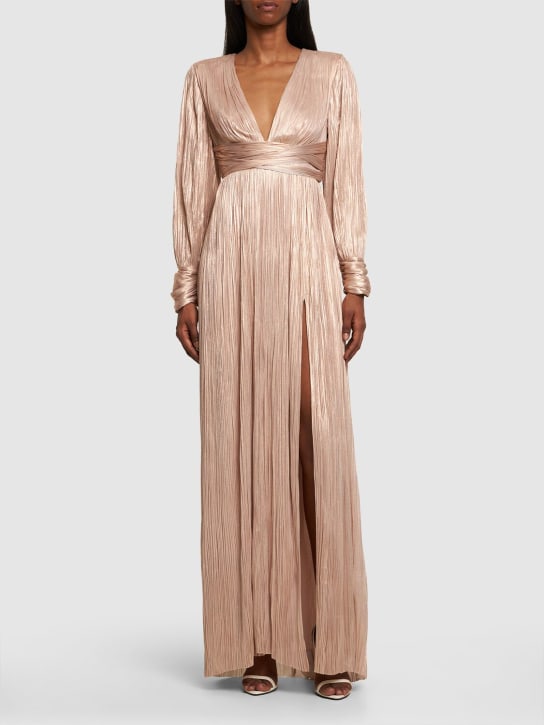 Maria Lucia Hohan: Smaranda foiled silk tulle long dress - Pink - women_1 | Luisa Via Roma