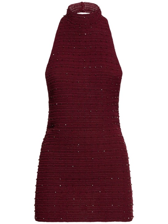Aya Muse: Pora viscose knit mini halter dress - Burgundy - women_0 | Luisa Via Roma