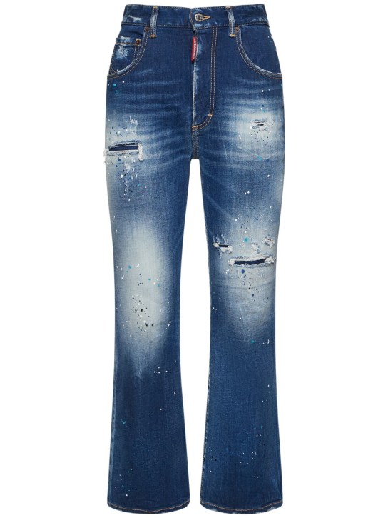 Dsquared2: Spray paint high waisted flared jeans - Blue - women_0 | Luisa Via Roma