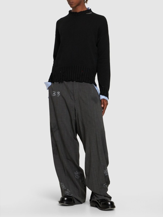 Marni: Logo cotton knit boxy sweater - Black - men_1 | Luisa Via Roma