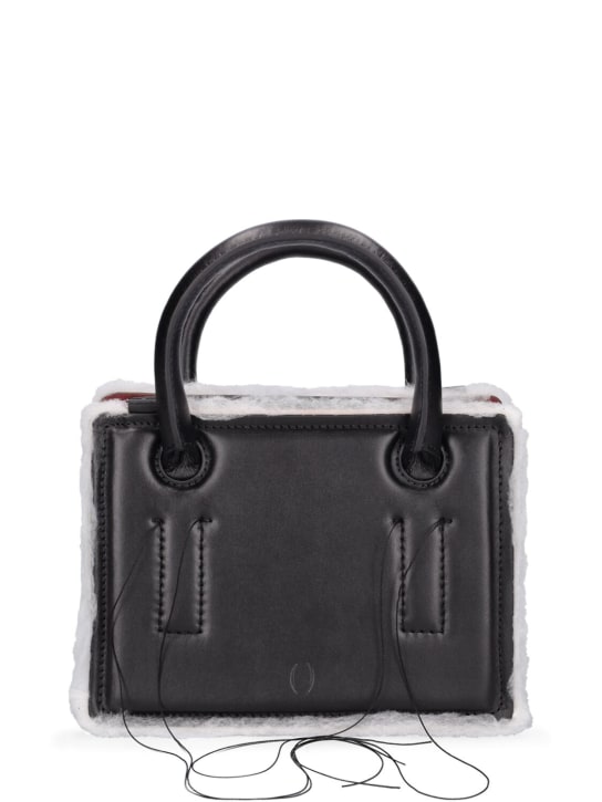 Dentro: Mini Otto safe leather bag with strap - Siyah - women_0 | Luisa Via Roma