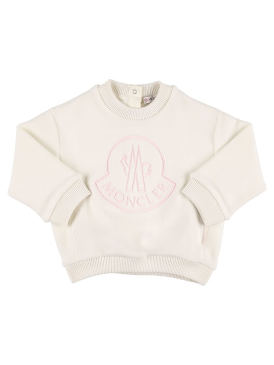 Moncler: Logo stretch tech sweatshirt - Doğal - kids-girls_0 | Luisa Via Roma