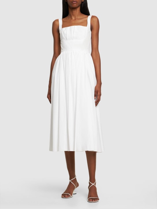Emilia Wickstead: Terry cotton poplin midi corset dress - White - women_1 | Luisa Via Roma