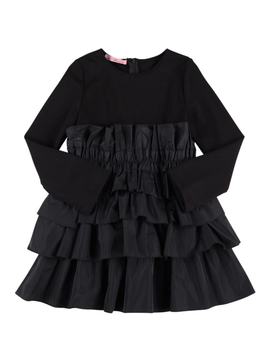 Miss Blumarine: Punto Milano & 포플린 드레스 - 블랙 - kids-girls_0 | Luisa Via Roma