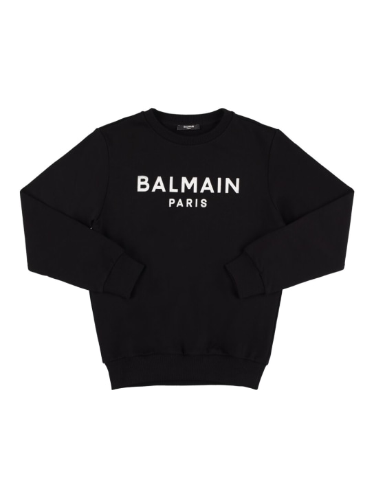 Balmain: Printed organic cotton sweatshirt - Schwarz - kids-girls_0 | Luisa Via Roma