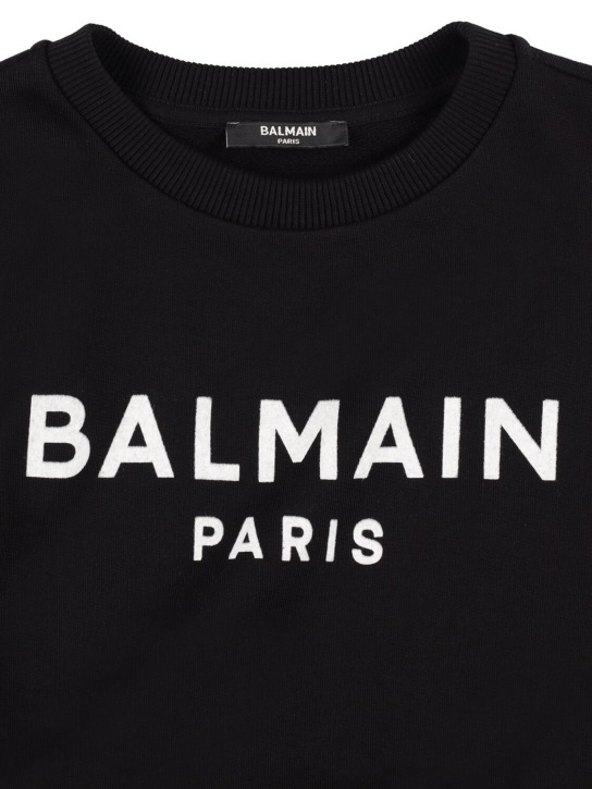 Balmain: Printed organic cotton sweatshirt - Black - kids-boys_1 | Luisa Via Roma