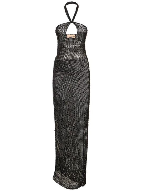 Aya Muse: Gyra knit cut out long dress - Siyah - women_0 | Luisa Via Roma