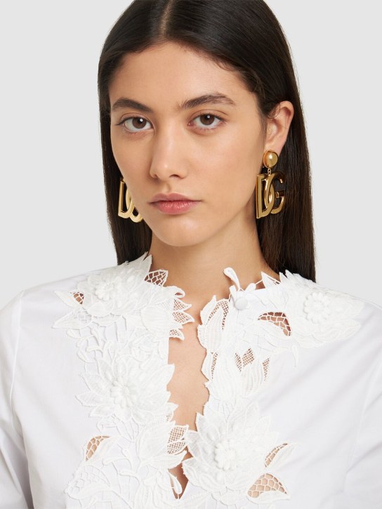 Dolce&Gabbana: Pop DG big clip-on earrings - Gold - women_1 | Luisa Via Roma