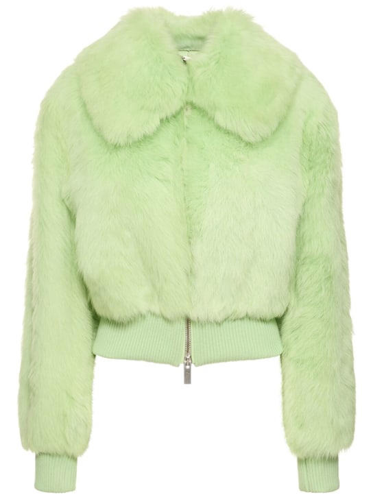 Blumarine: Shearling bomber jacket - Light Green - women_0 | Luisa Via Roma