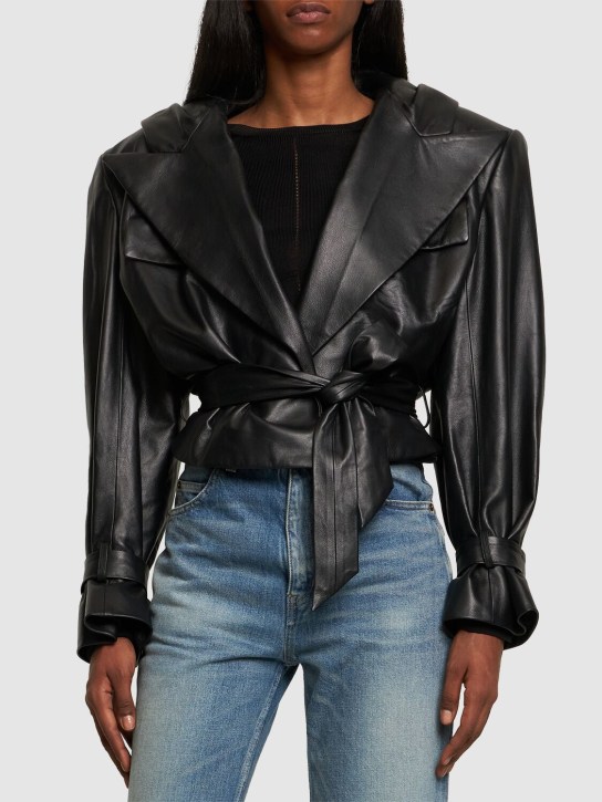 Alexandre Vauthier: Hooded leather jacket - women_3 | Luisa Via Roma