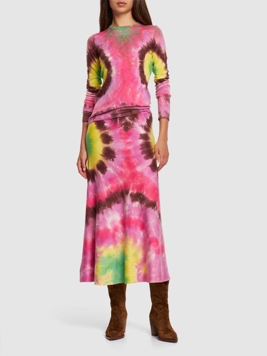 Gabriela Hearst: Olive tie dye cashmere knit midi skirt - Multicolor - women_1 | Luisa Via Roma