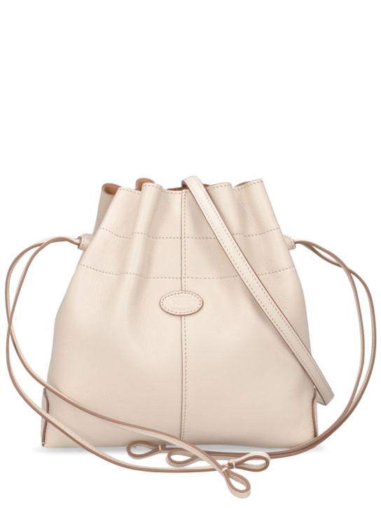 Tod's: Mini DBS leather bucket bag - White - women_0 | Luisa Via Roma
