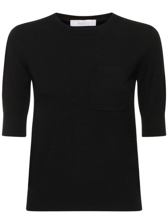 Max Mara: Full短袖针织圆领上衣 - 黑色 - women_0 | Luisa Via Roma