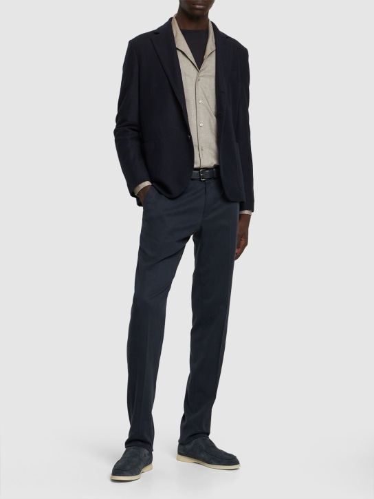Loro Piana: Cashmere & silk regular fit blazer - Navy - men_1 | Luisa Via Roma
