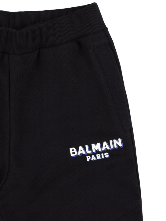 Balmain: Logo有机棉运动裤 - 黑色 - kids-girls_1 | Luisa Via Roma