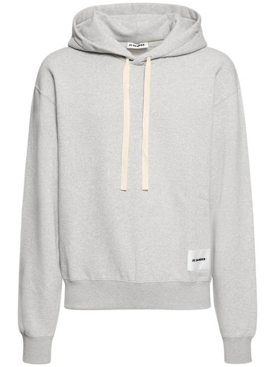 Jil Sander: Compact cotton terry sweatshirt hoodie - men_0 | Luisa Via Roma