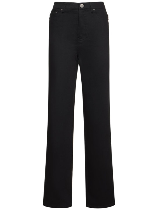 Rotate: High rise twill wide jeans - Black - women_0 | Luisa Via Roma