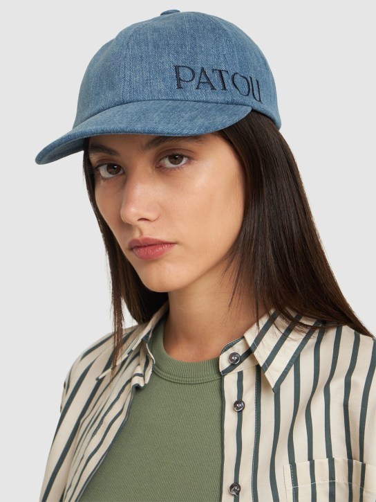 Patou: Logo denim baseball cap - Buz mavisi - women_1 | Luisa Via Roma